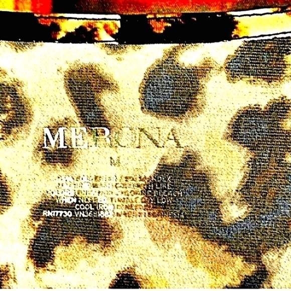 Merona M Surplus Black And White Short Sleeve Self Tie Leopard Print Top - Picture 2 of 2